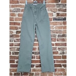 Social Tourist Pants Womens 26R Green Ultra High Rise Straight Denim Abercrombie